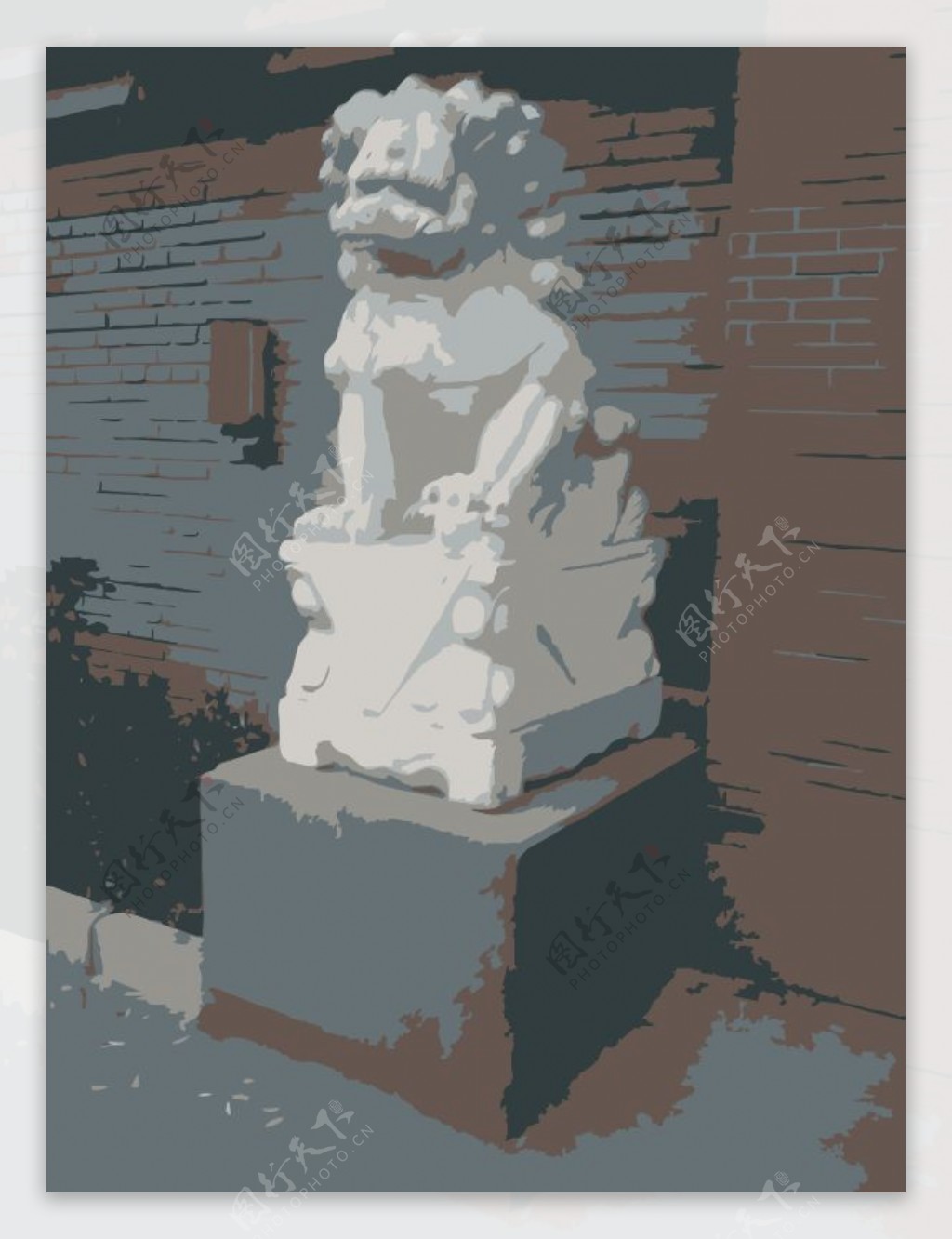 中国防范狮子雕像在艾未未工作室