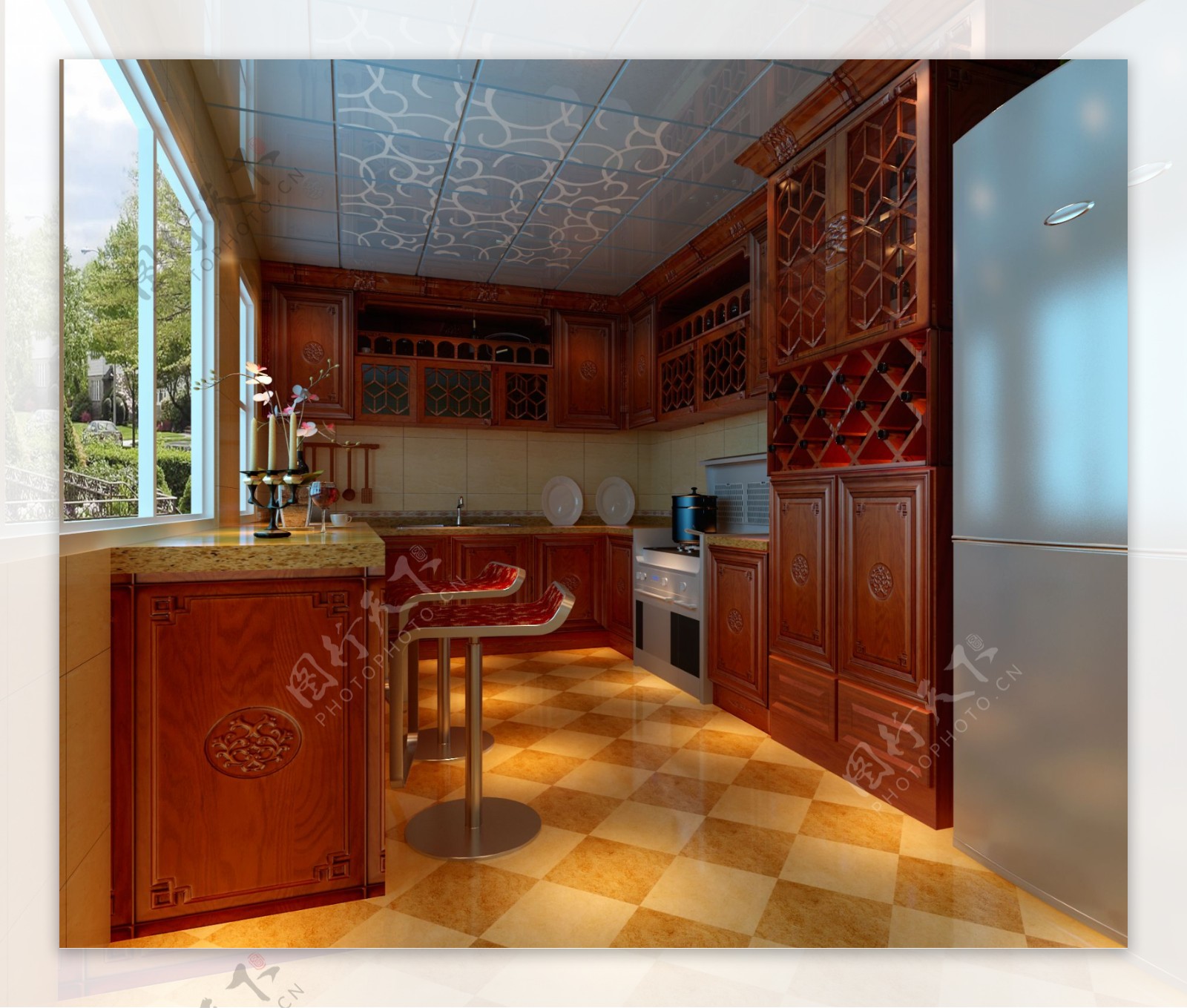 欧式厨房效果图图片