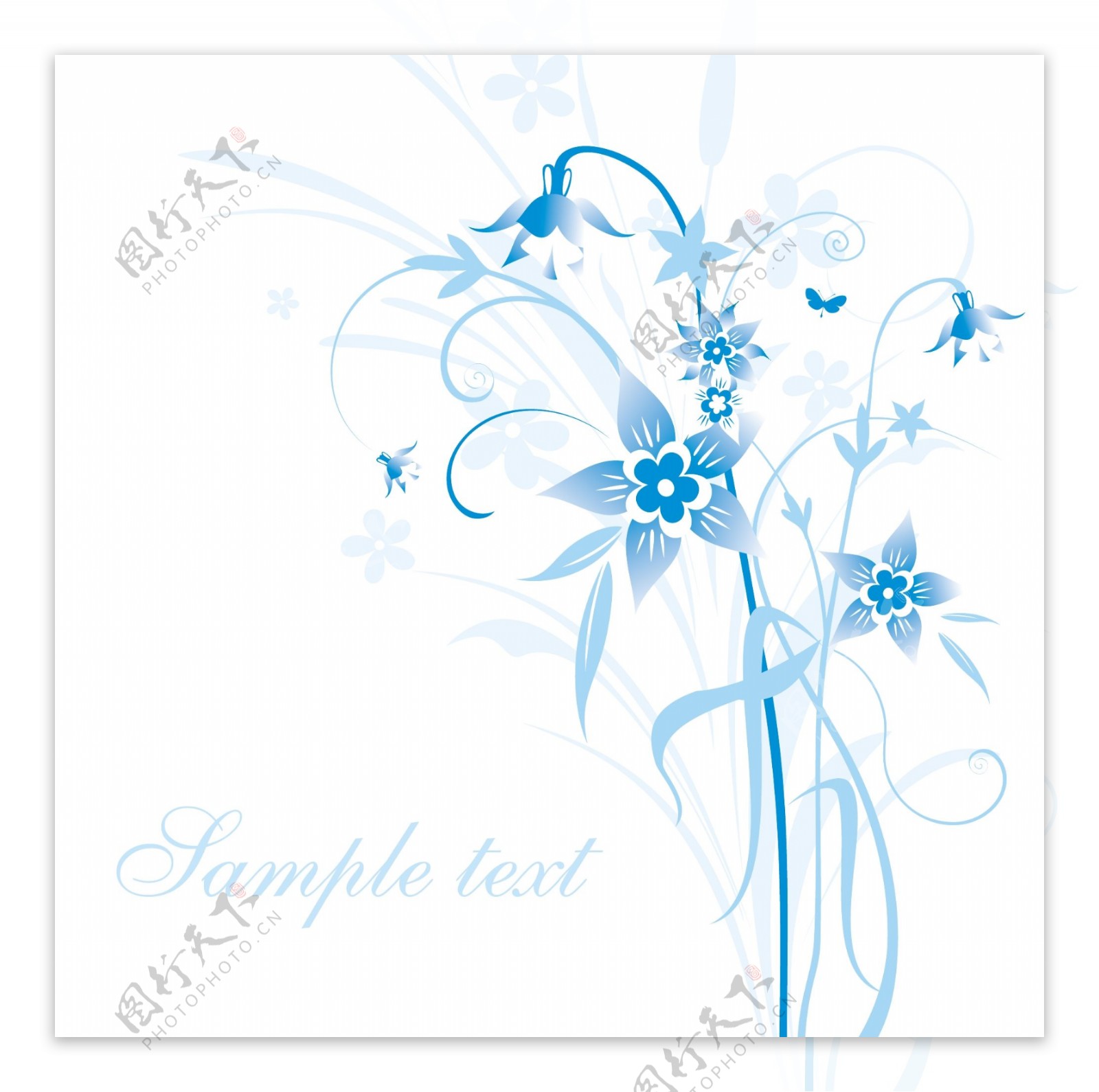 简单的手绘花和蓝色文本背景矢量5简单的图案设计