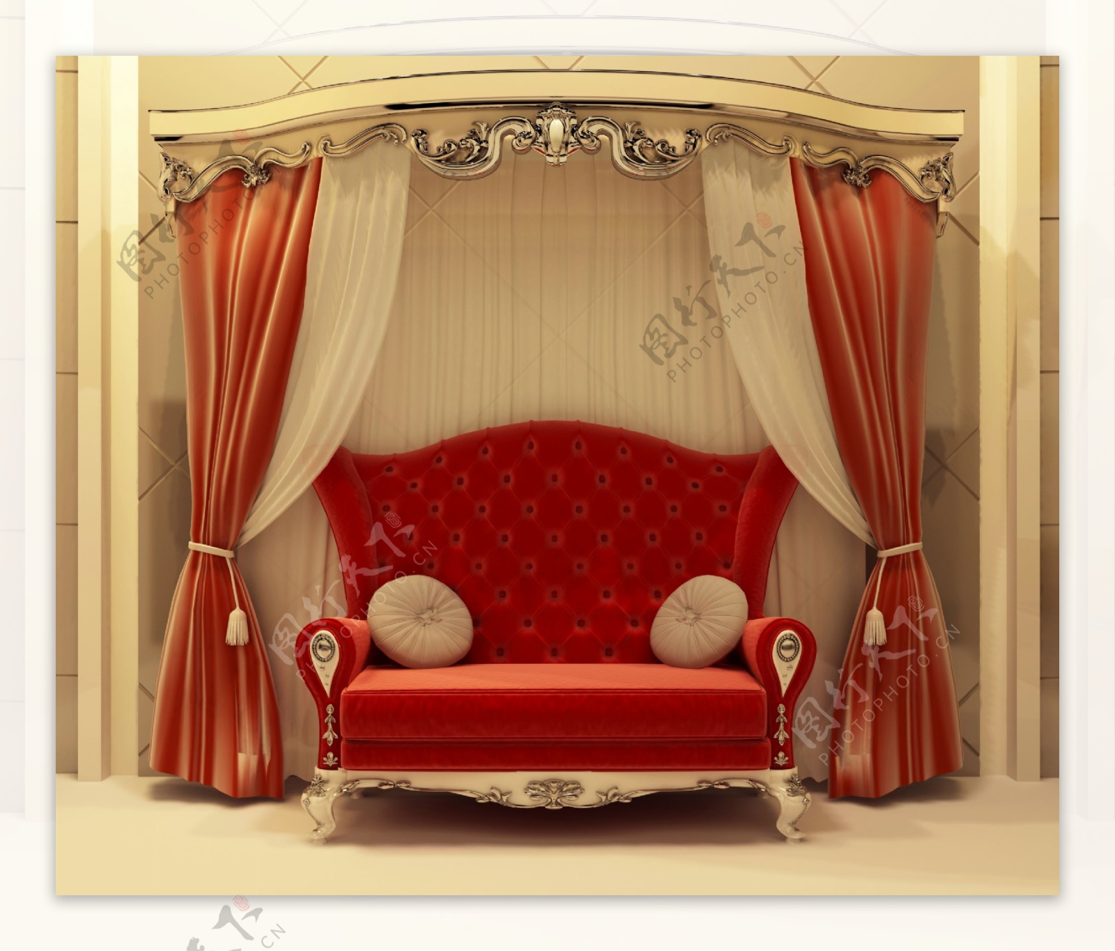 古典沙发窗帘室内设计图片