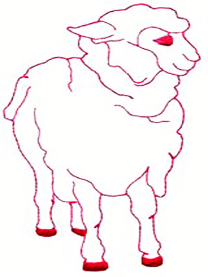 绣花动物羊卡通色彩免费素材