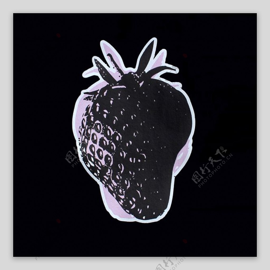 位图植物草莓色彩黑色免费素材