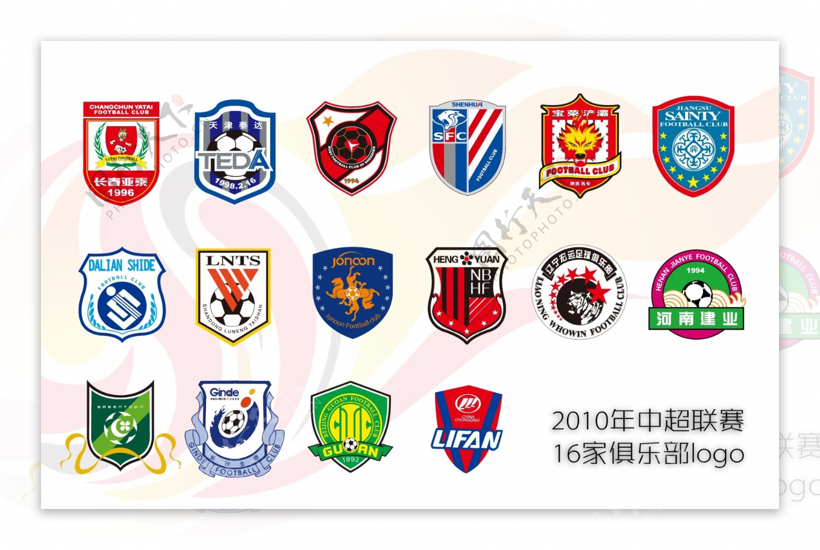 2010中超联赛16家俱乐部矢量标志