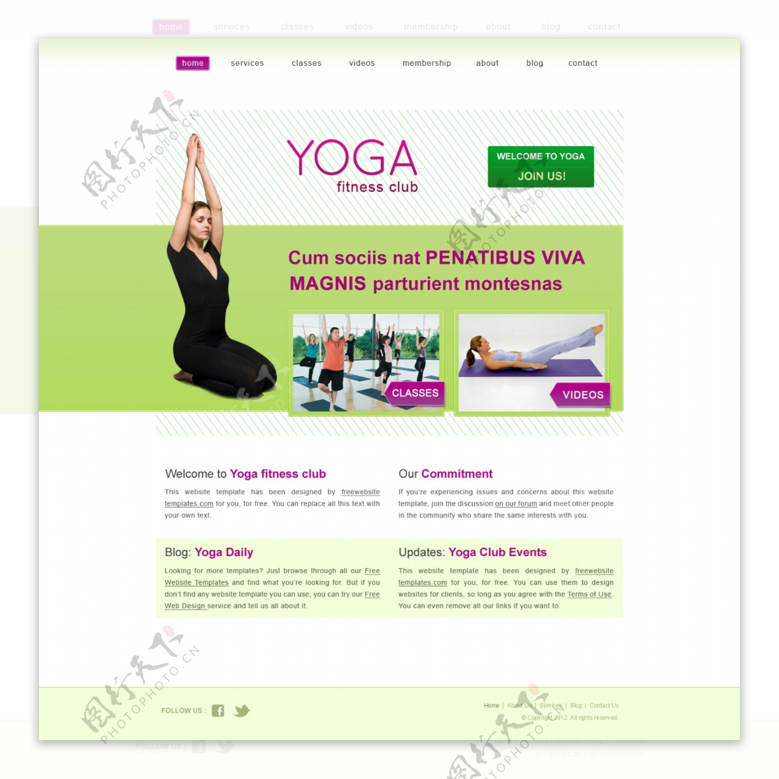 瑜伽健身俱乐部PSD网站设计