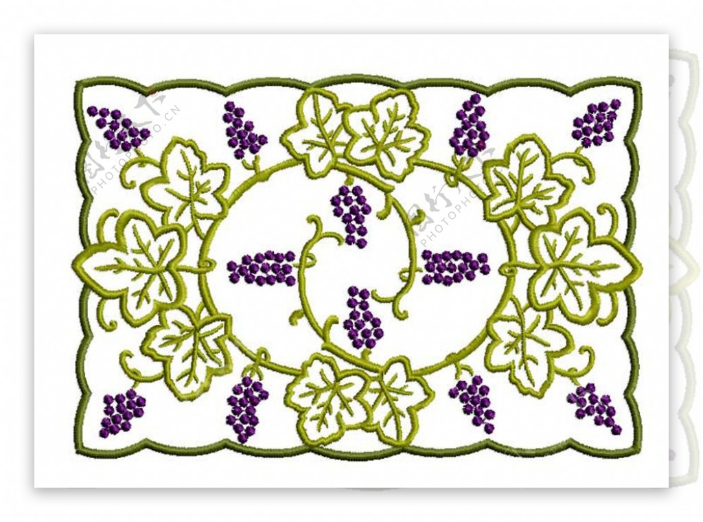 绣花色彩紫色绿色传统图案免费素材