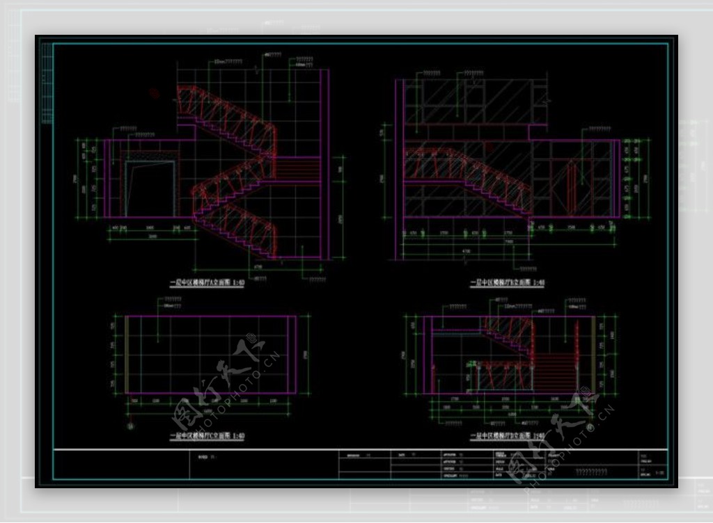 一层楼梯厅cad图纸