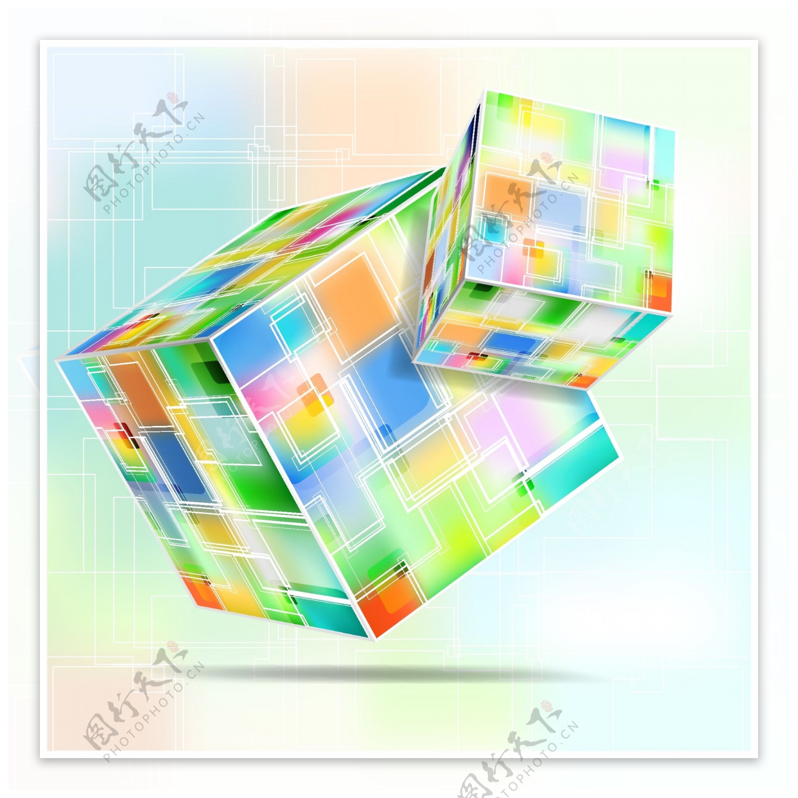 多彩立方体矢量概念素材