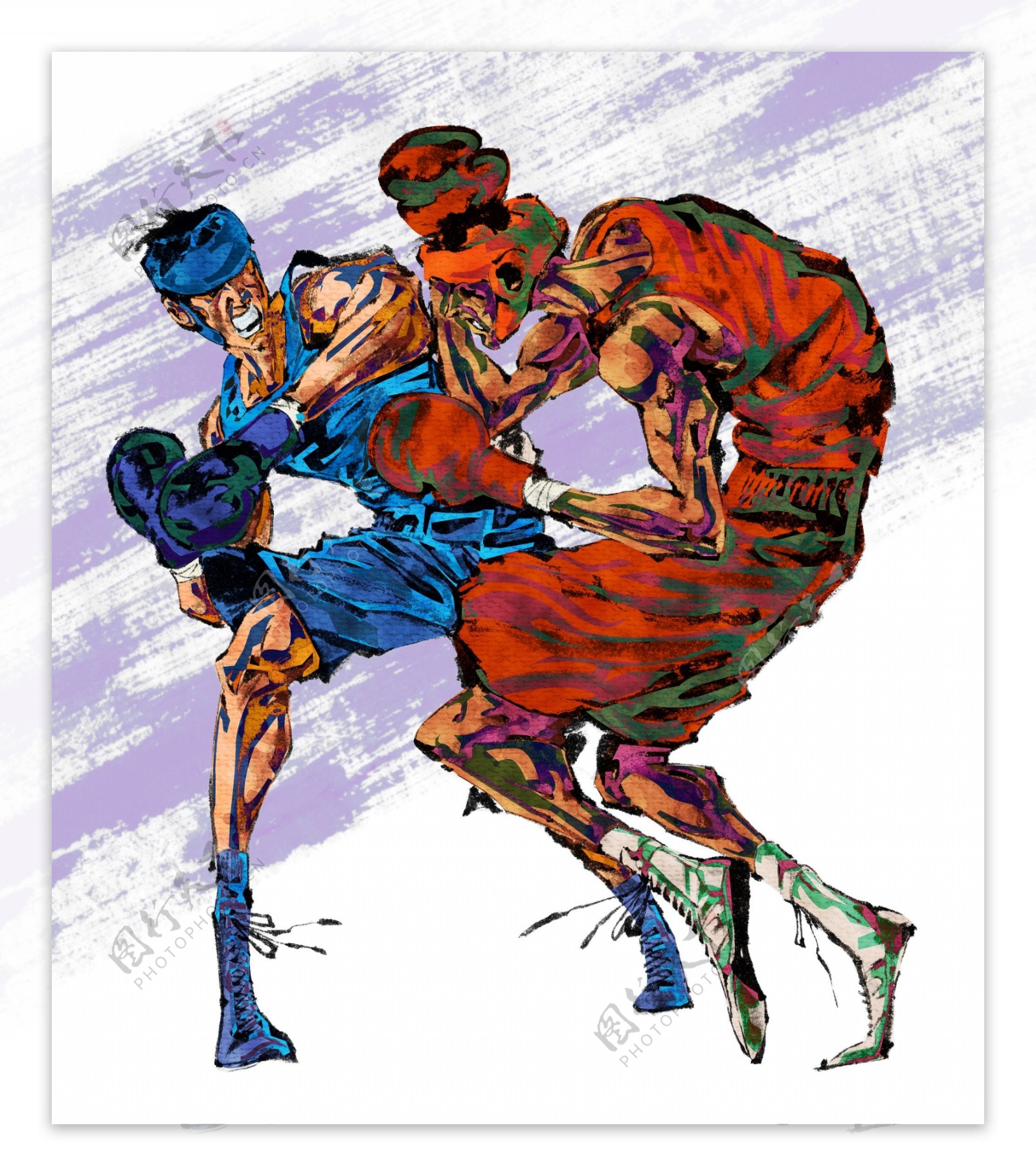 手绘人物拳击运动员图片