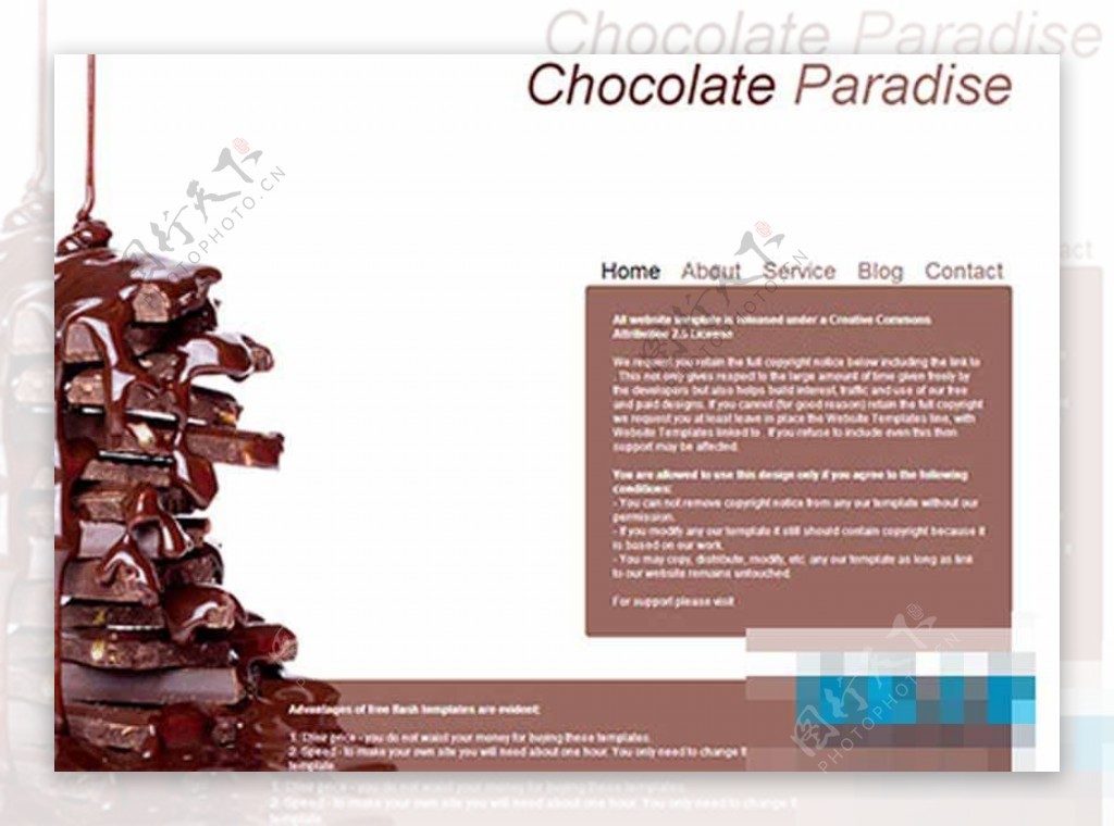棕色大图巧克力食品网站模板