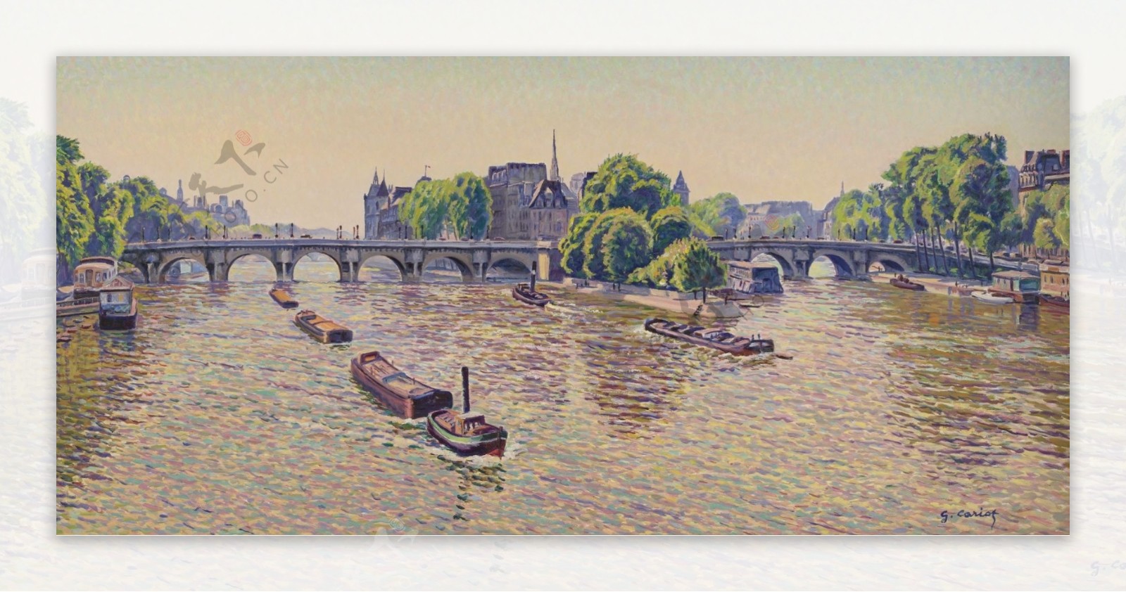 GustaveCariotPontNeufatParis193842画家风景画静物油画建筑油画装饰画