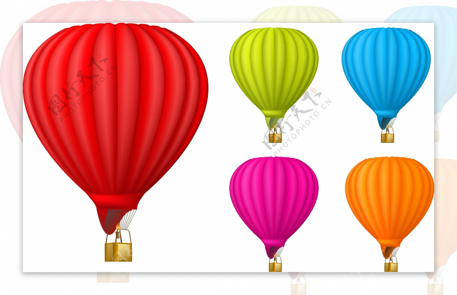 彩色热气球矢量