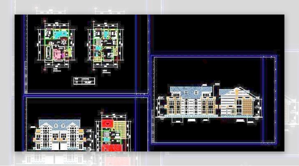 二层带阁楼民用住宅别墅施工设计图9x12