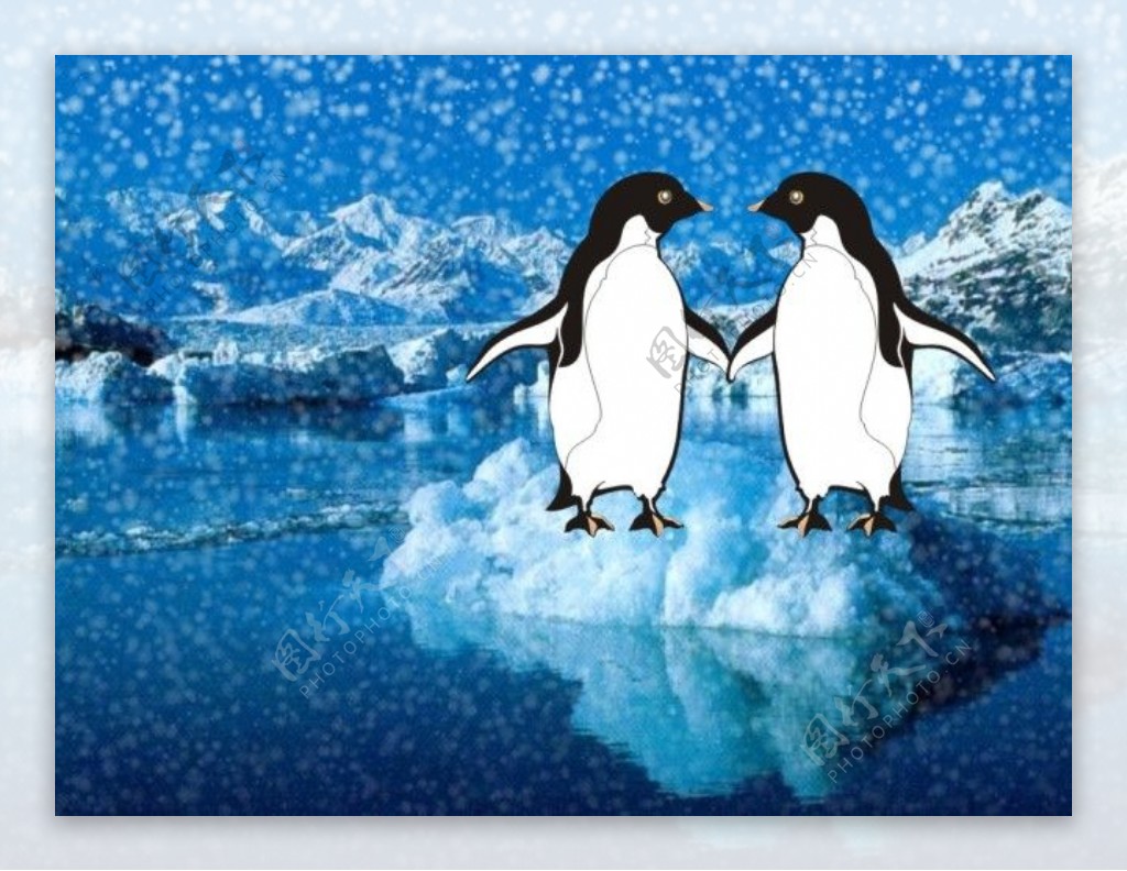 企鹅冰川风景画