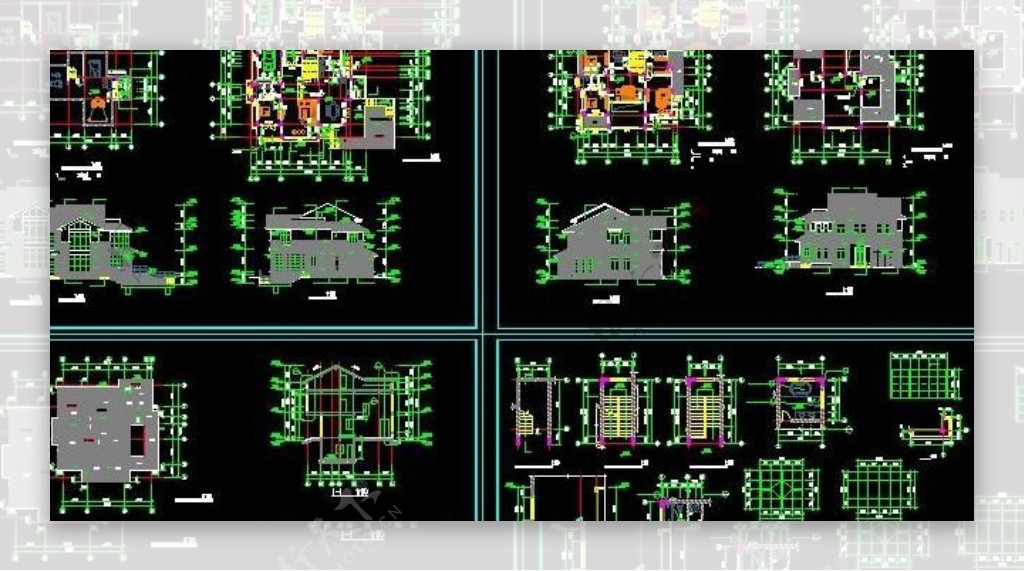 二层别墅设计施工图带地下室nbspnbsp18x16