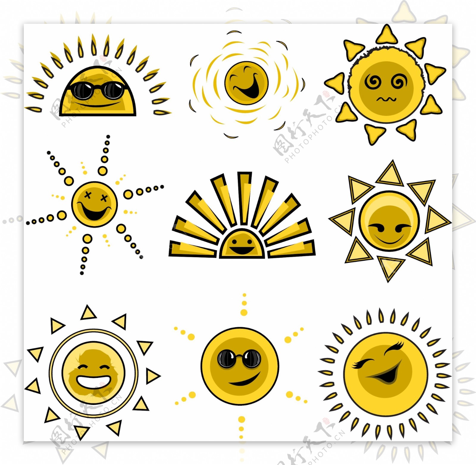 卡通太阳表情矢量素材