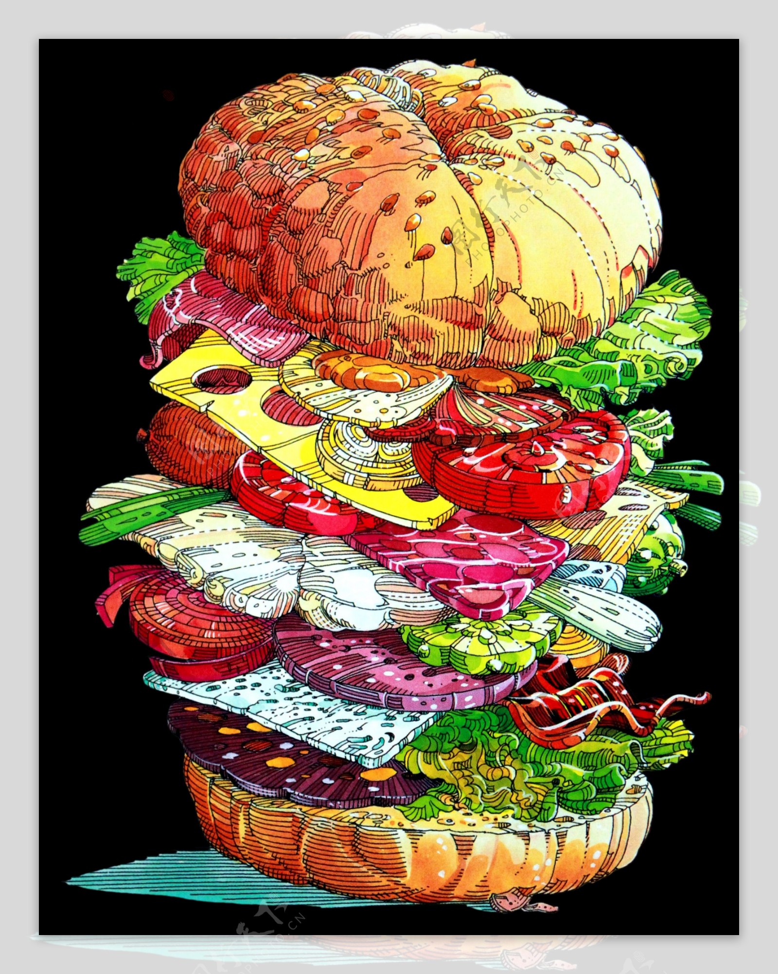 汉堡插画图图片