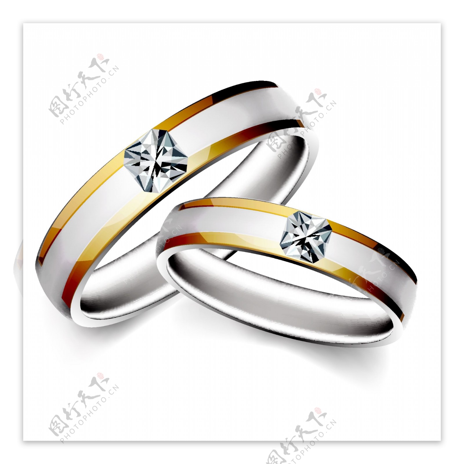 闪亮结婚戒指矢量素材4