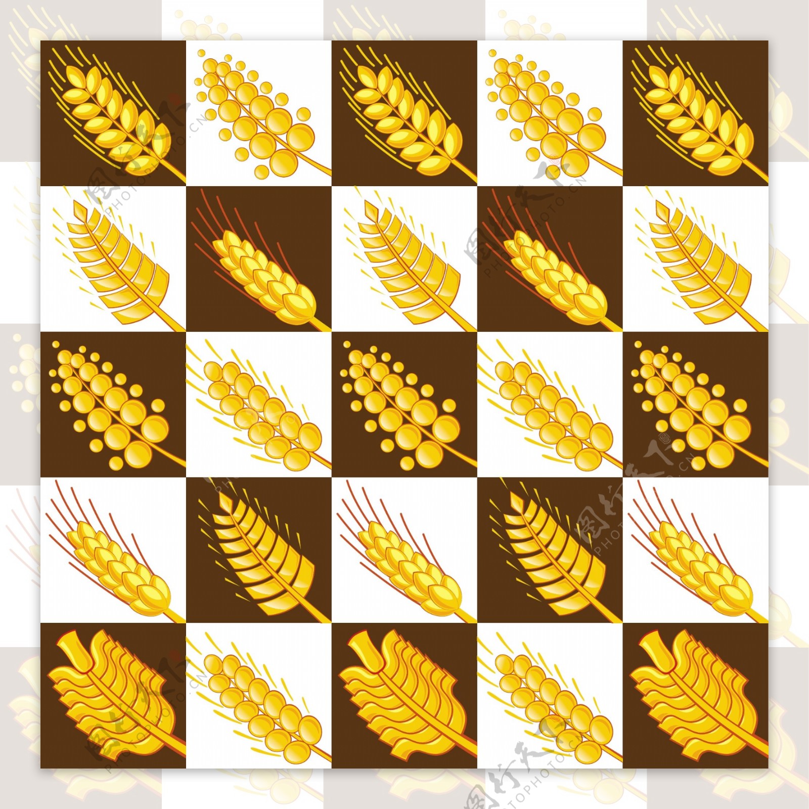 矢量形态各异的小麦图案