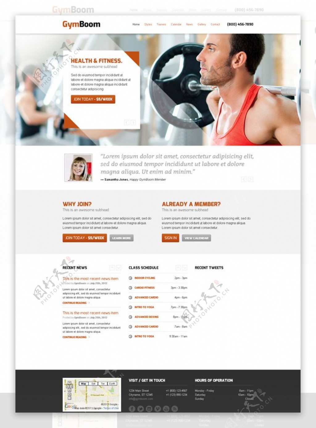 健身俱乐部CSS网站模板