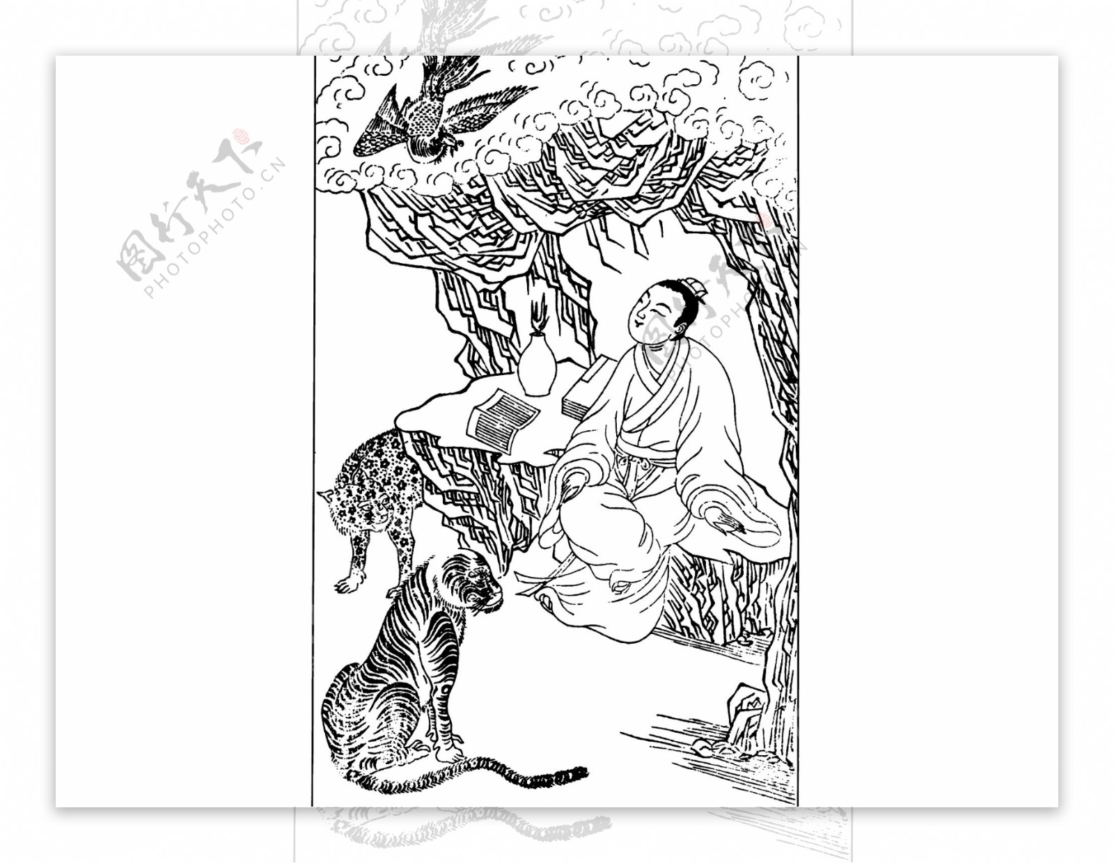中国风古人物生活线稿插画144