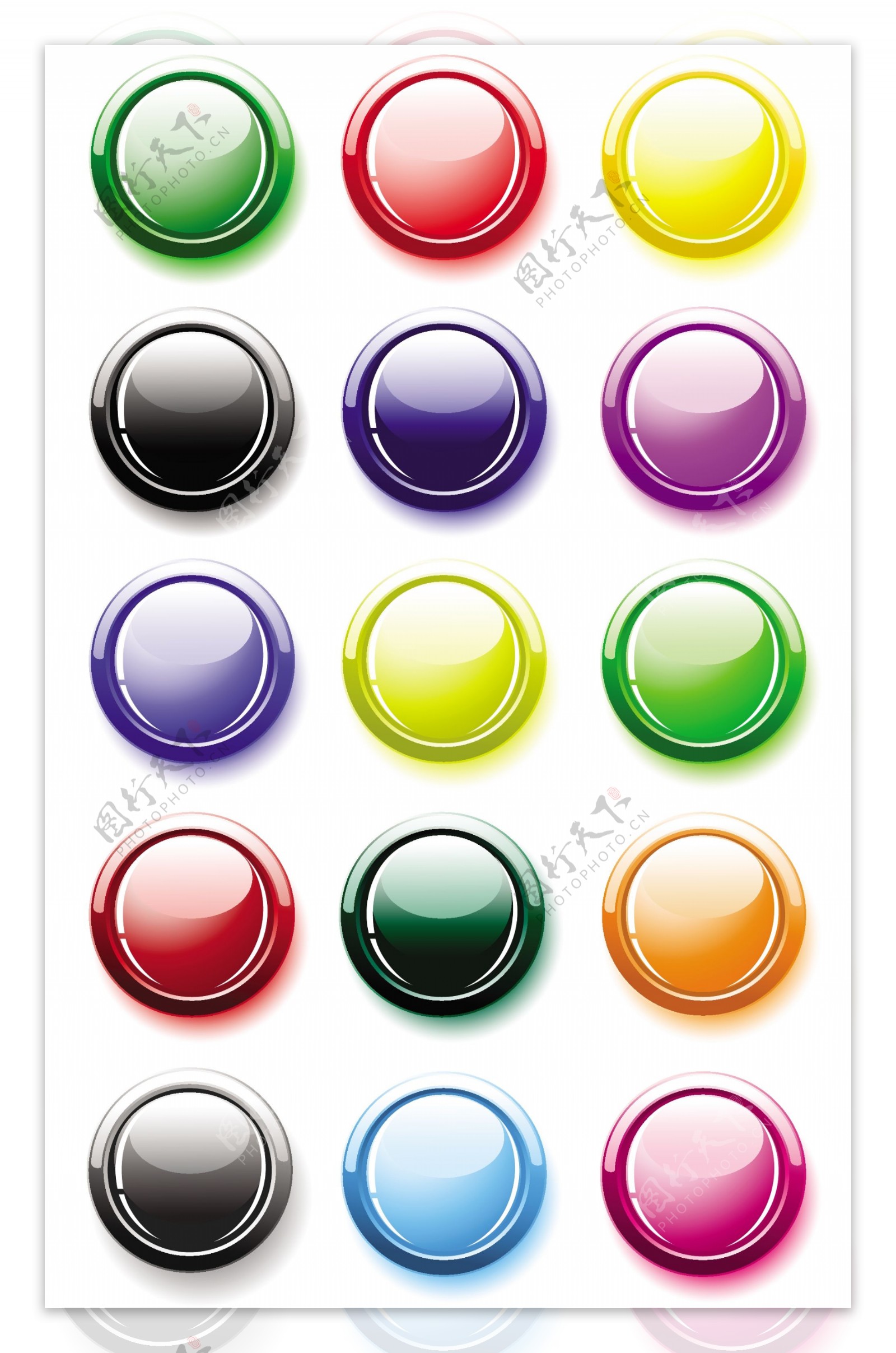 许多按钮颜色晶体圆矢量矢量素材