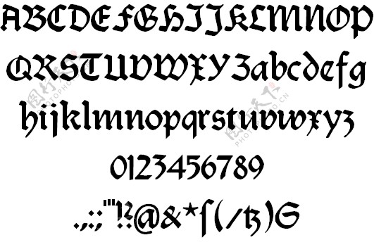 布尔台哥特字体的字体