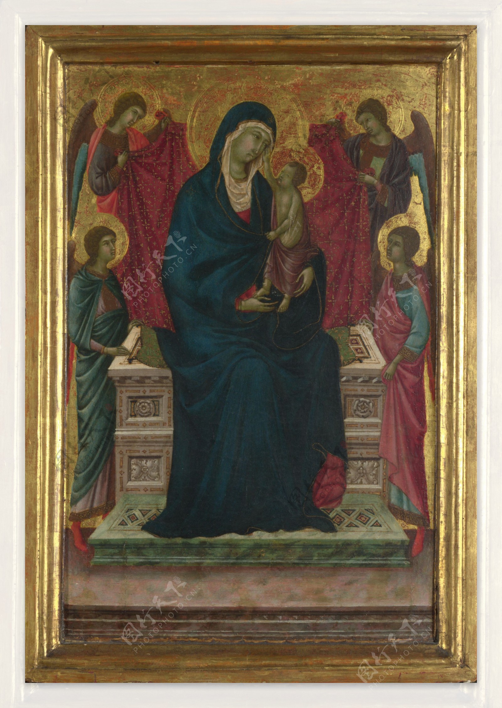 圣母圣婴与四个使者图片