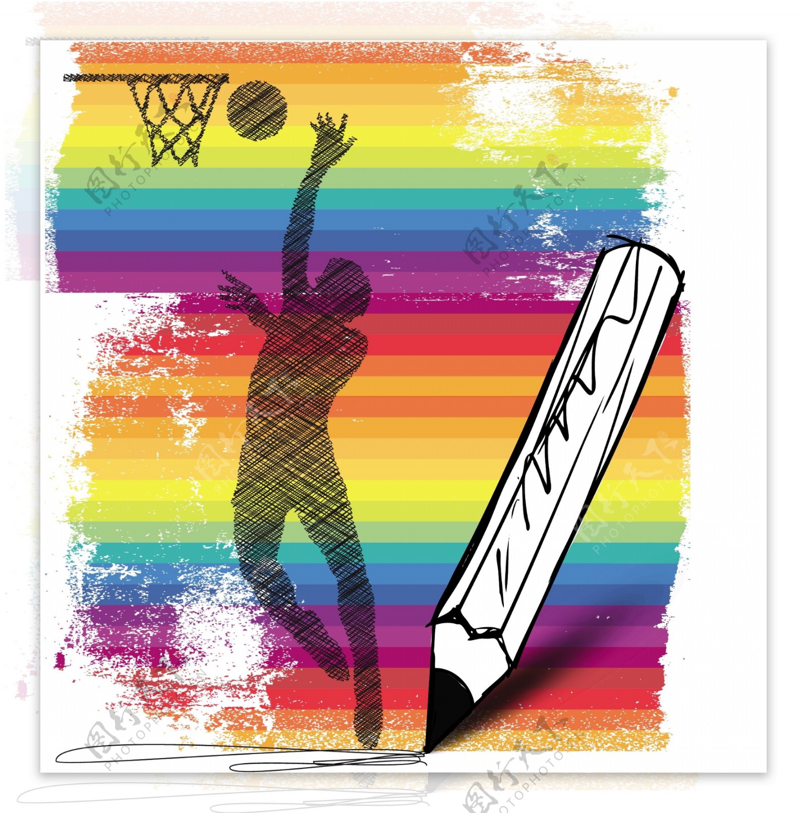 篮球运动员的插画矢量图
