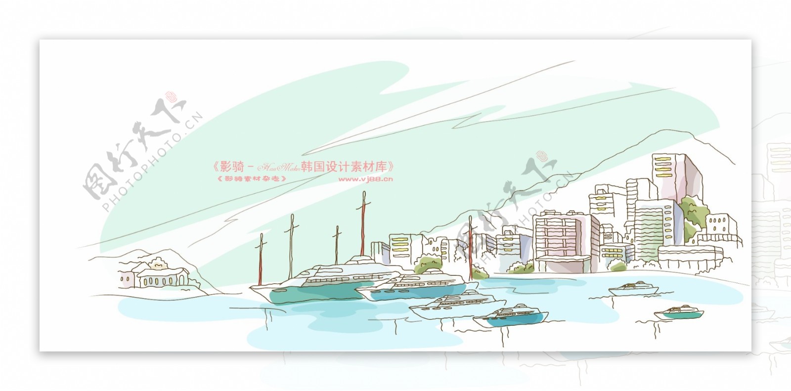 城市风景II卡通城市漫画手绘HanMaker韩国设计素材库