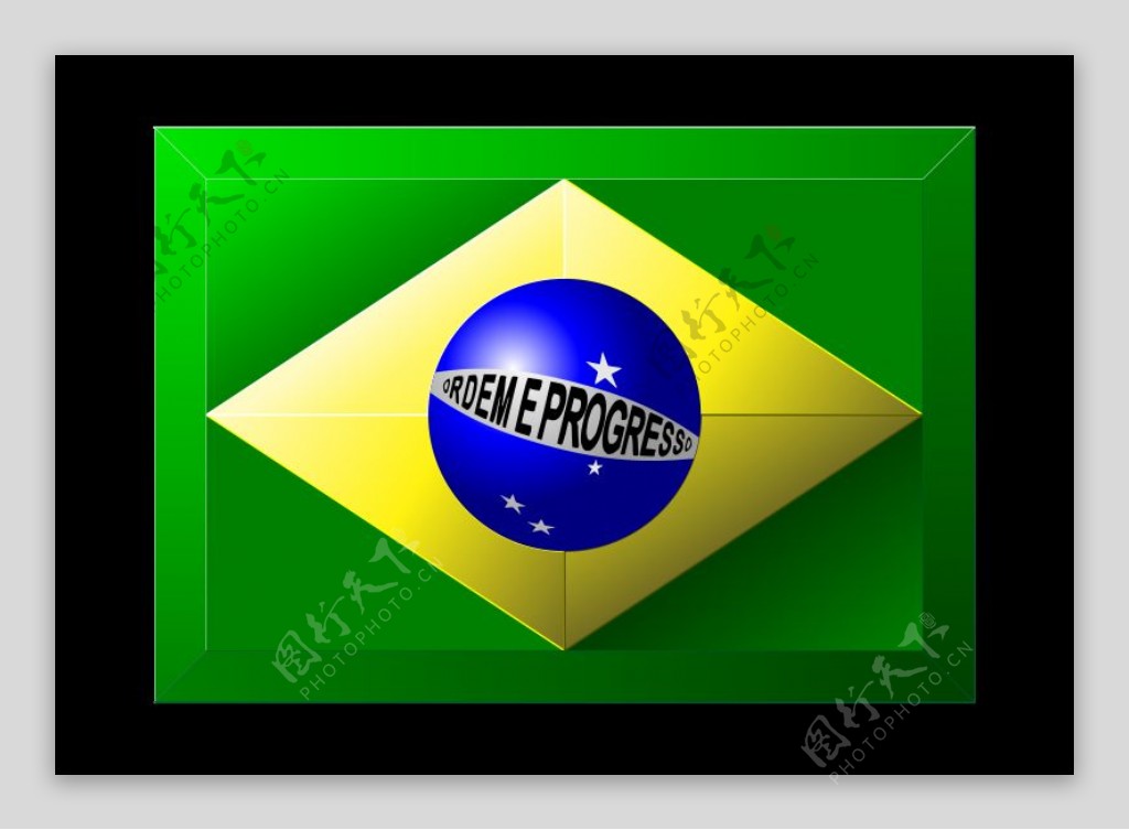 三维的巴西国旗