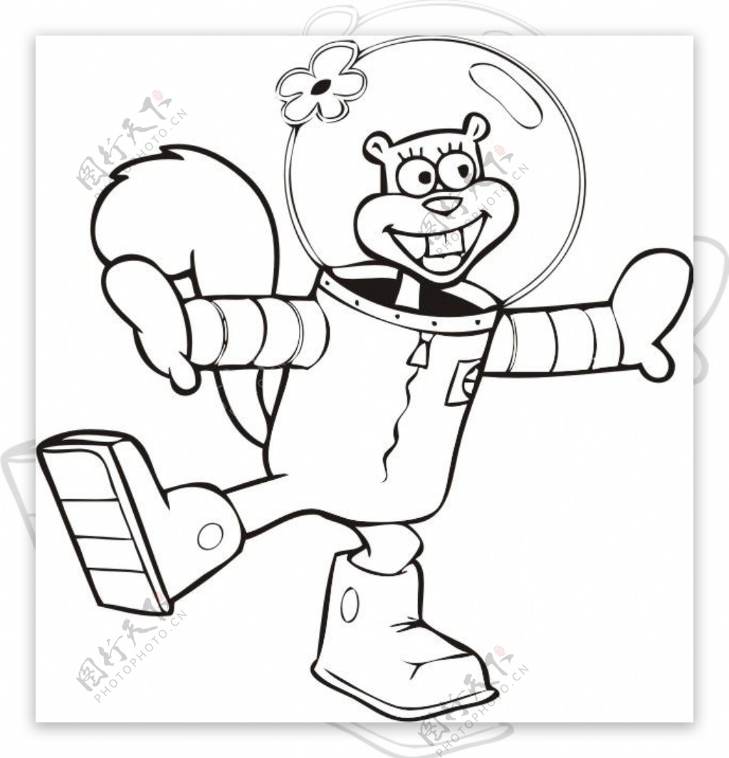 印花矢量图松鼠可爱卡通黑白色太空服免费素材