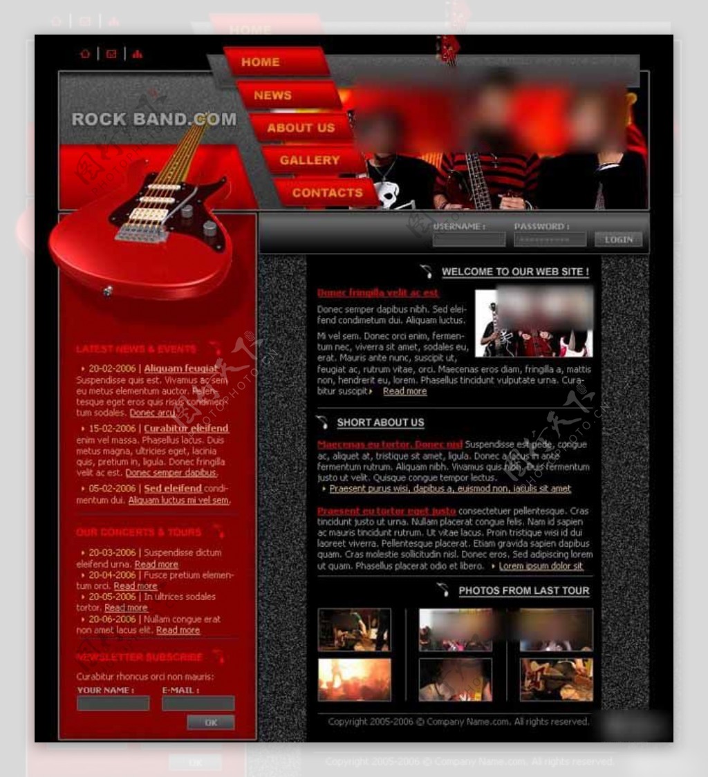 吉他女孩摇滚乐队网页模板
