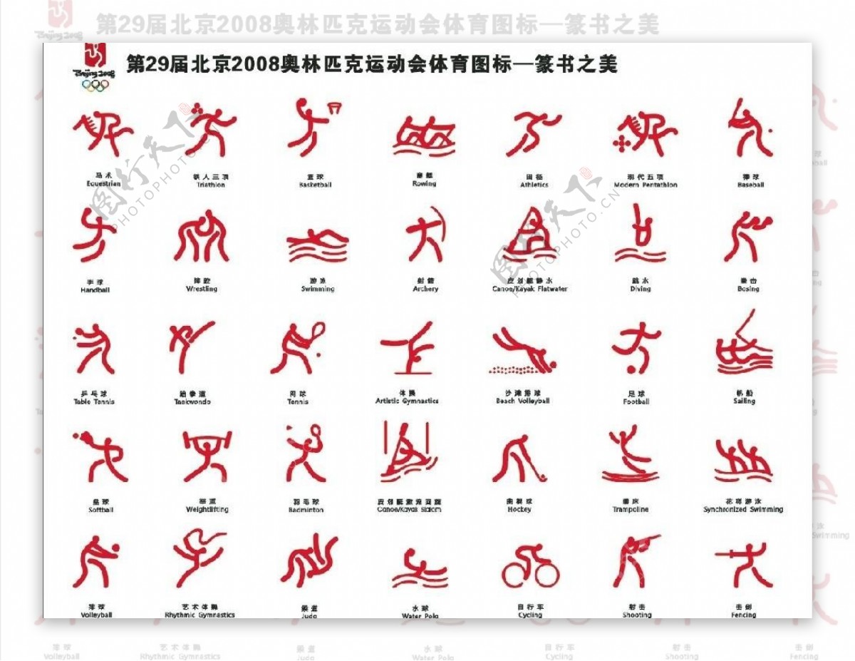 2008奥运会体育图标图片