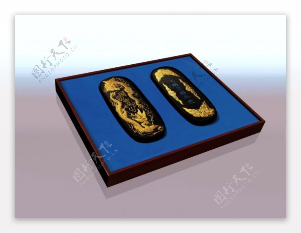 中国风笔砚装饰3d模型素材笔砚模型免费下载3