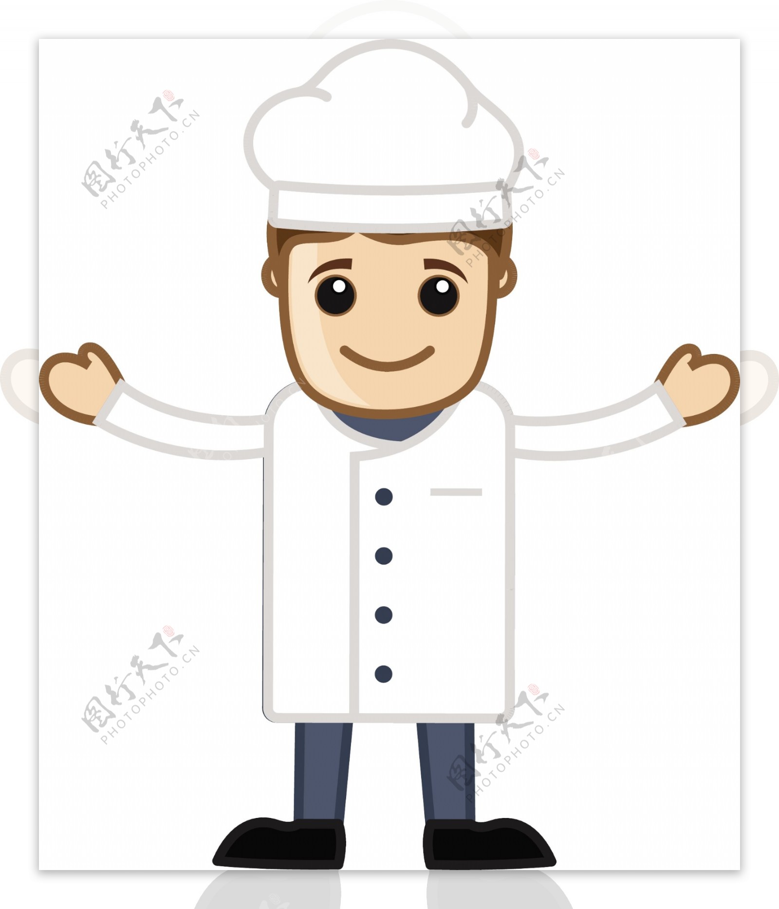 卡通厨师的人举手