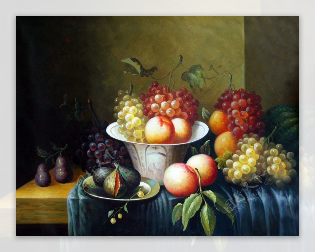 手绘欧式古典静物水果油画图片