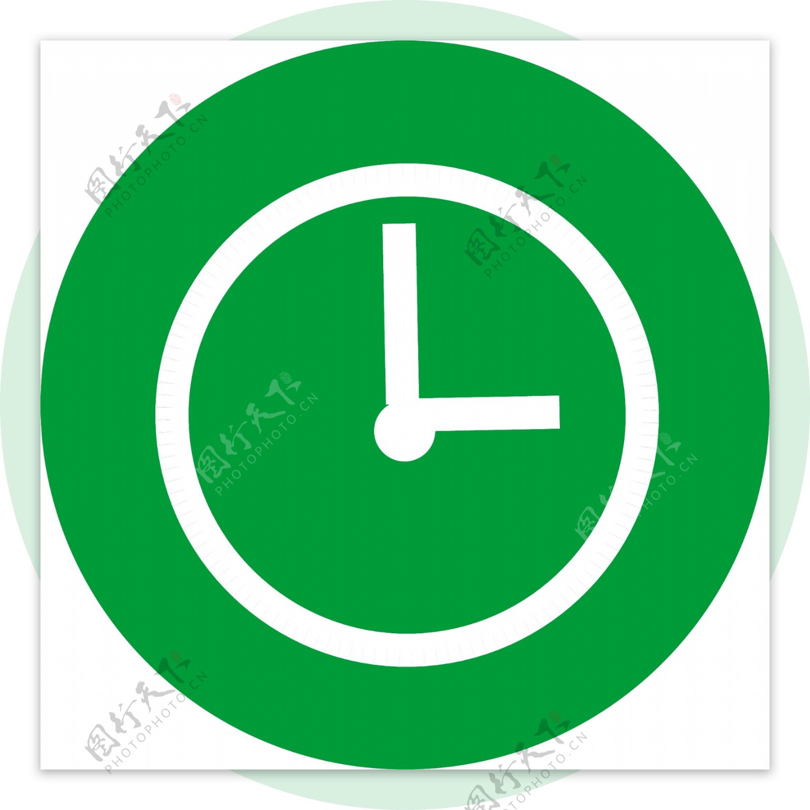绿色背景钟表图标