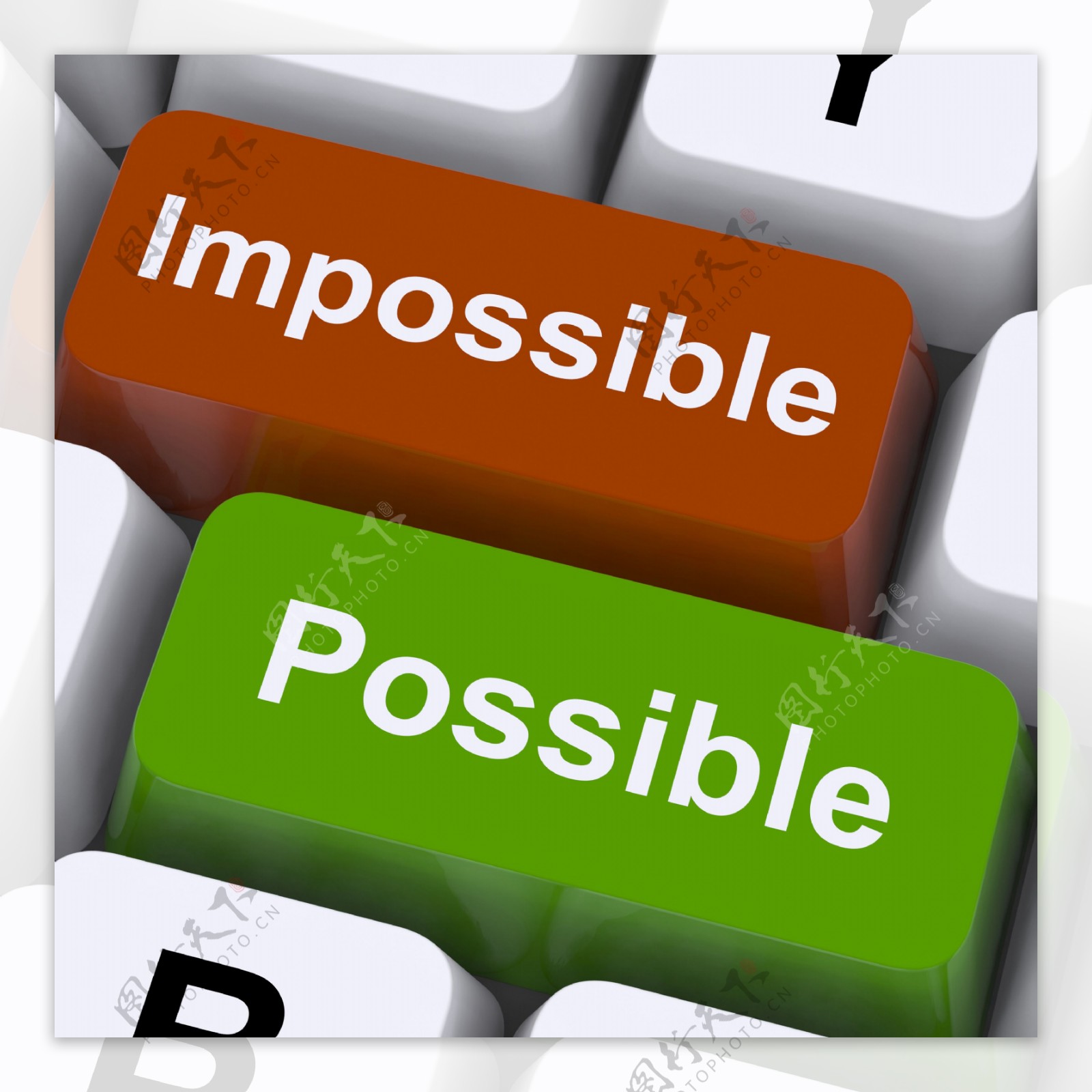 可能与不可能的键显示乐观和积极性