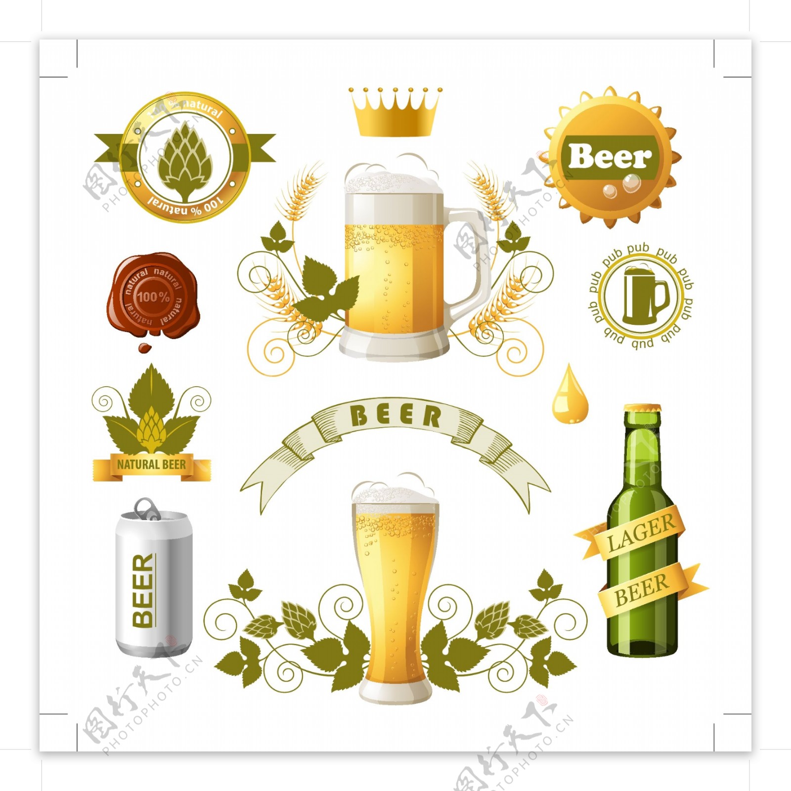 啤酒餐饮图标设计