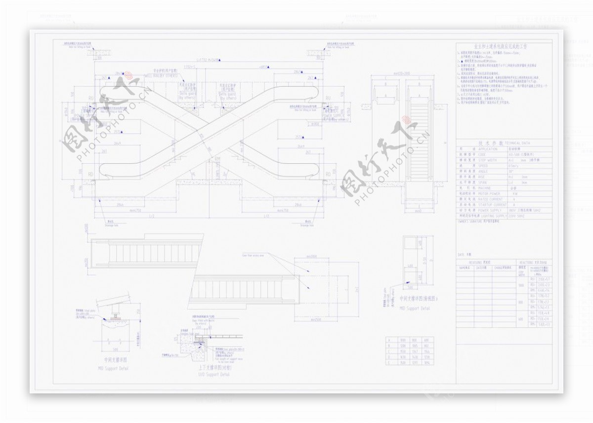 自动扶梯CAD室内素材设计图