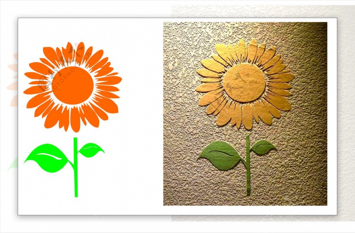硅藻泥向日葵矢量刻花太阳花刻花矢量背景墙