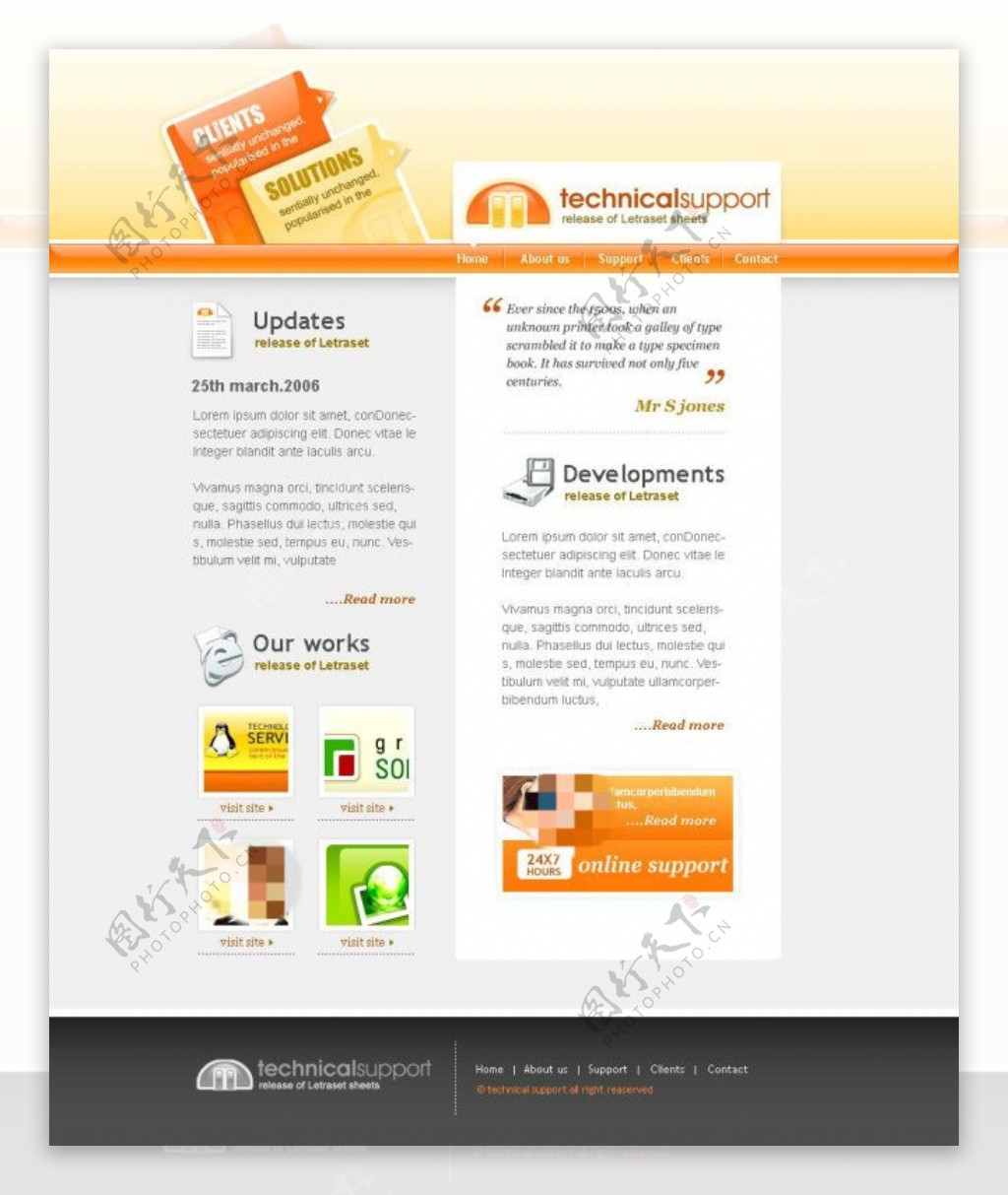 橙色活力企业网站psd模板