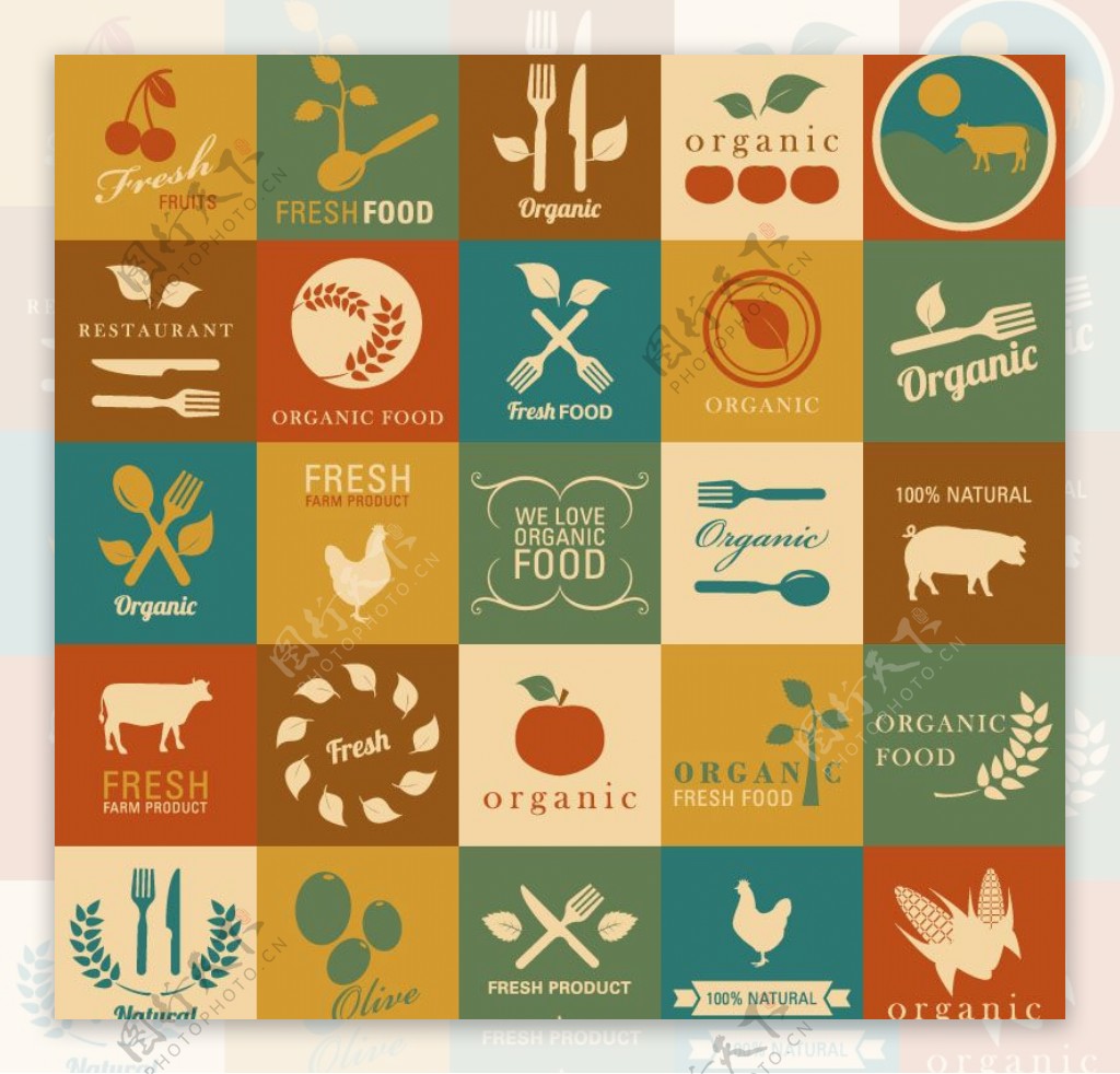 25个复古农产品标签设计矢量素材