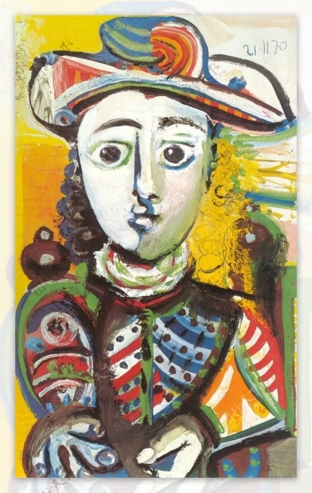 1970Jeunefilleassise西班牙画家巴勃罗毕加索抽象油画人物人体油画装饰画