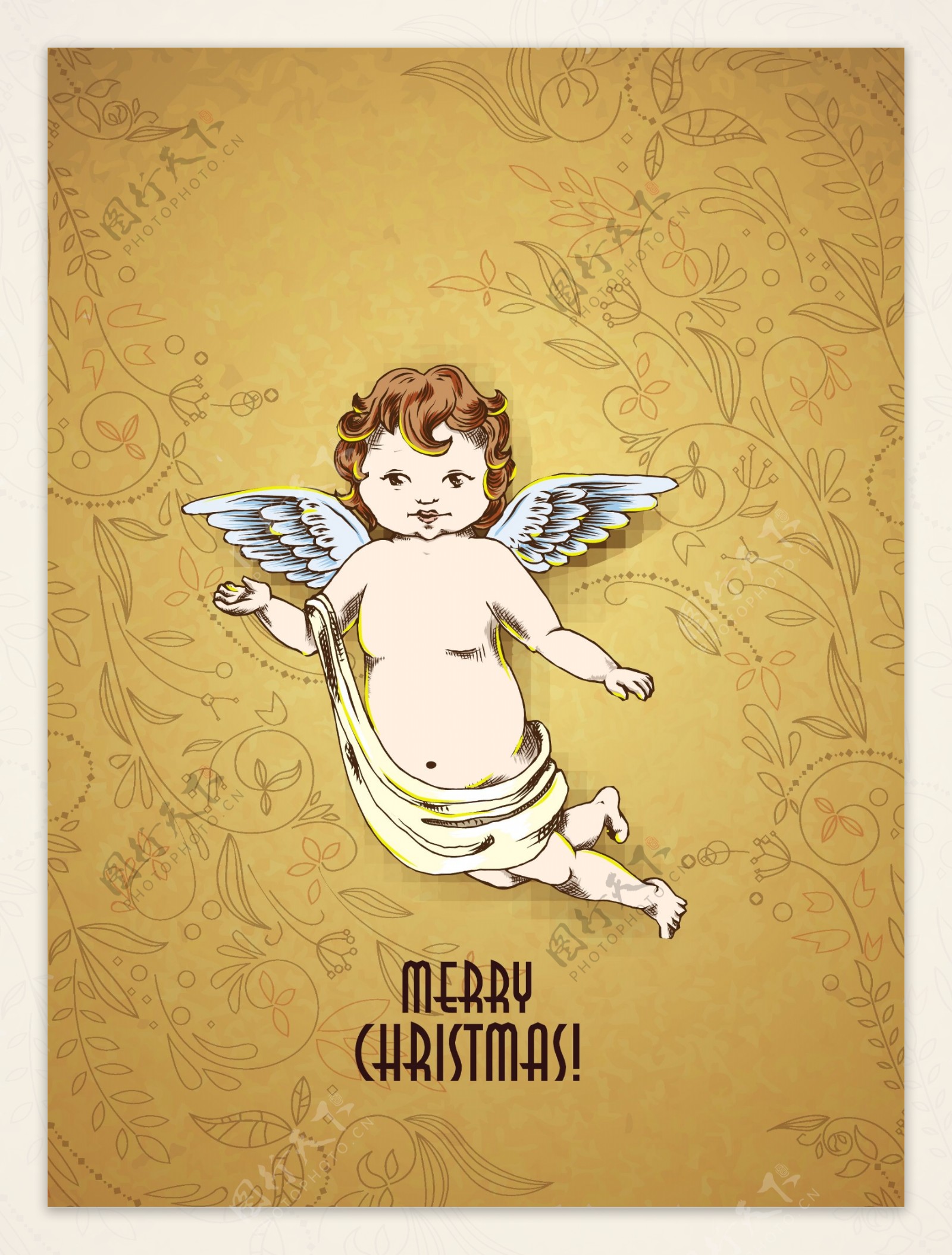 圣诞节插画矢量与天使