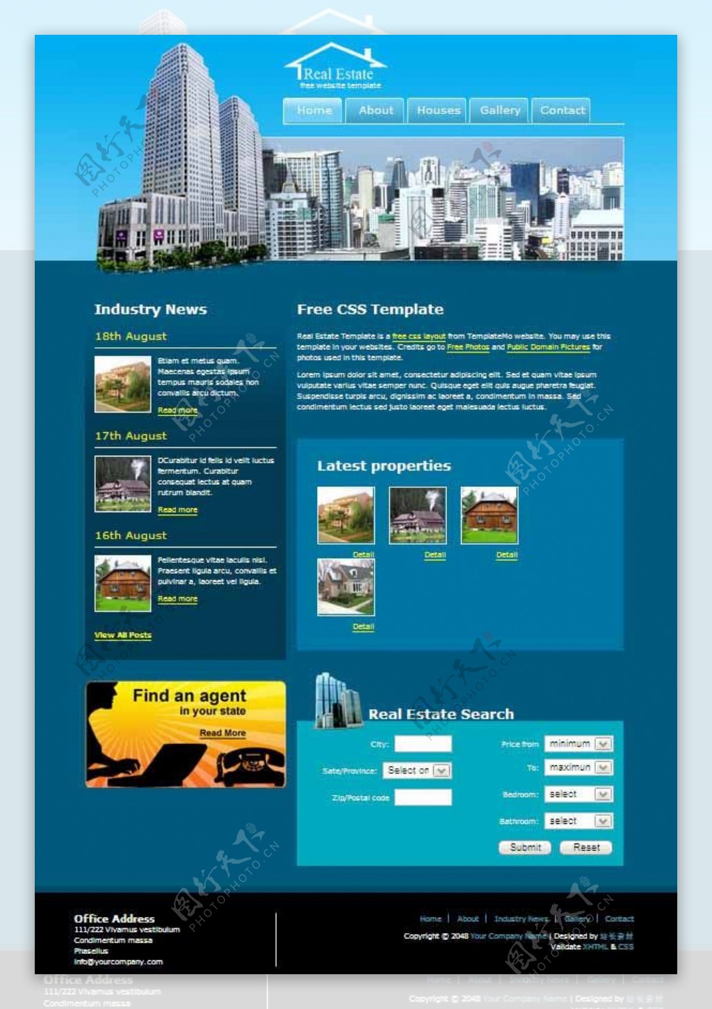 蓝色房地产CSS网页模板