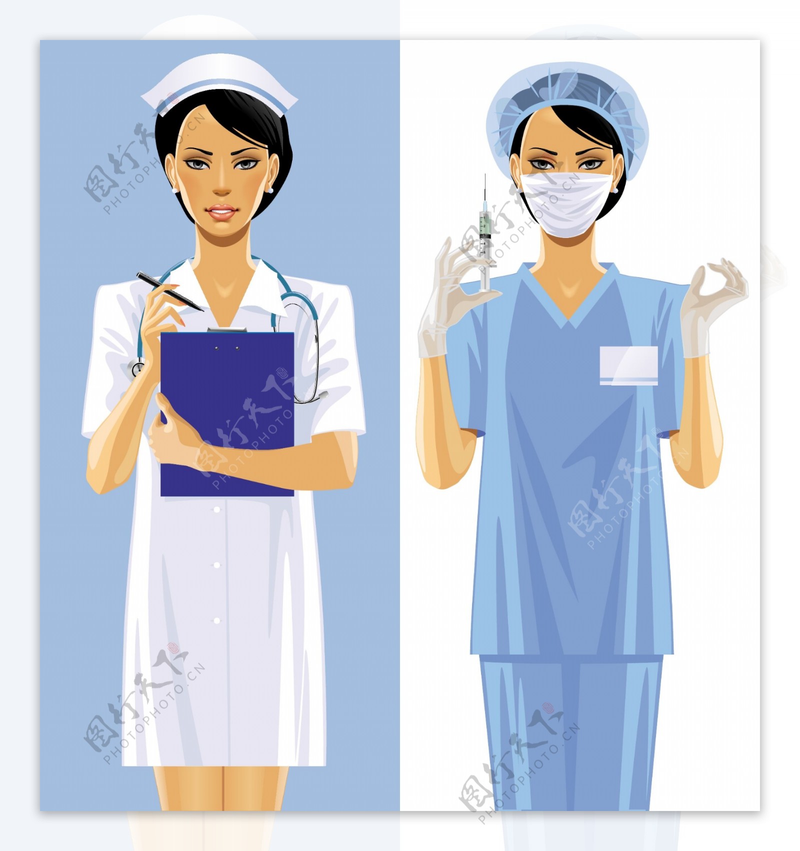 2款女性医护人员设计矢量素材