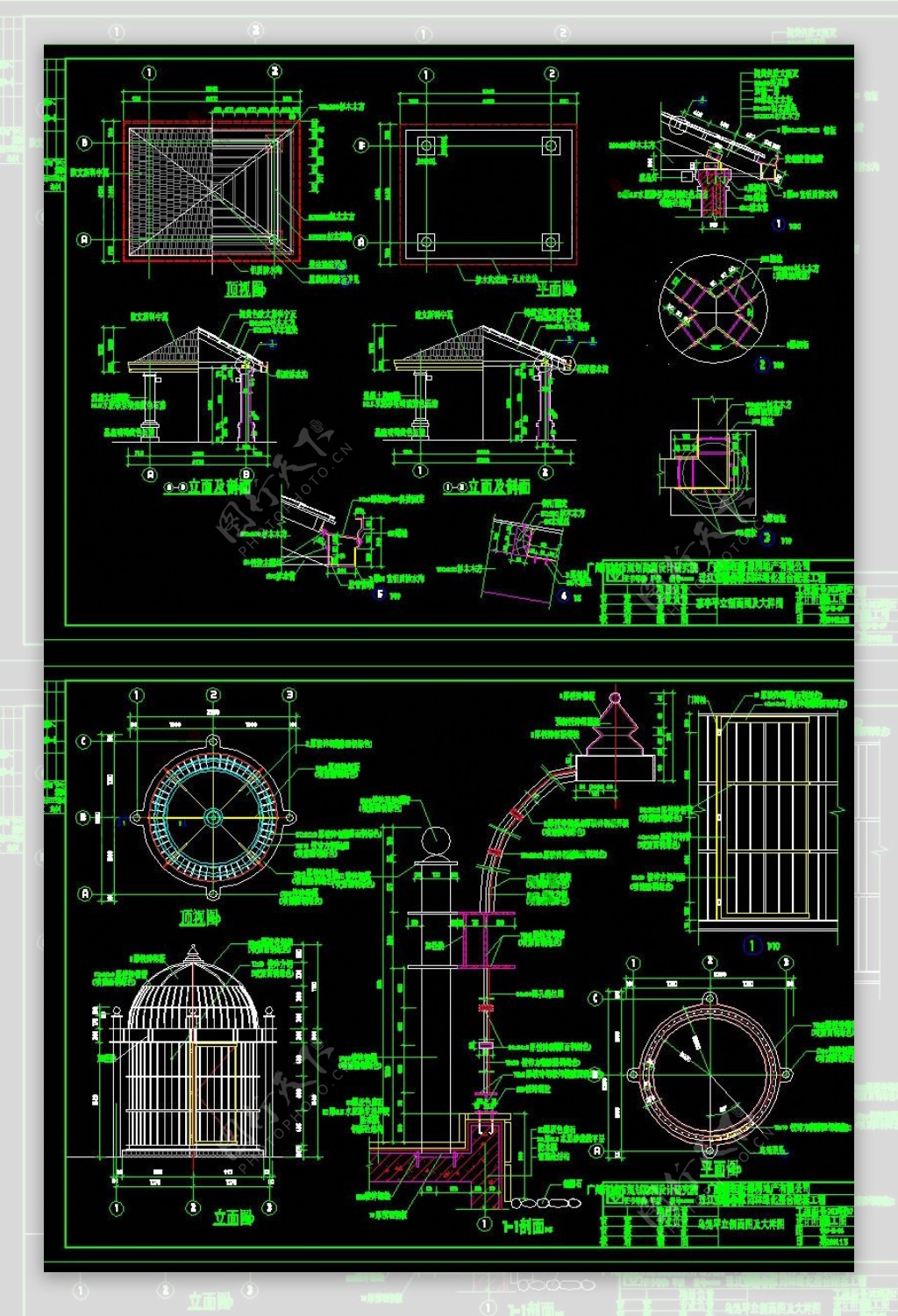 亭与鸟笼景观cad图纸