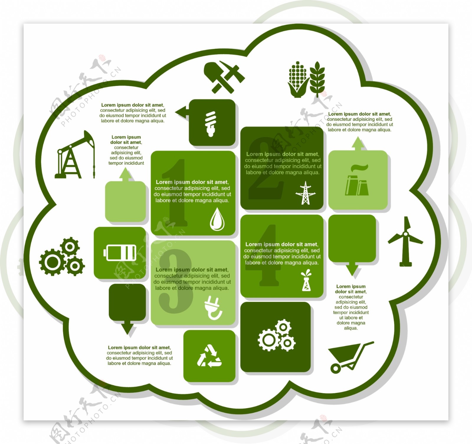 绿色环保主题信息图表图片