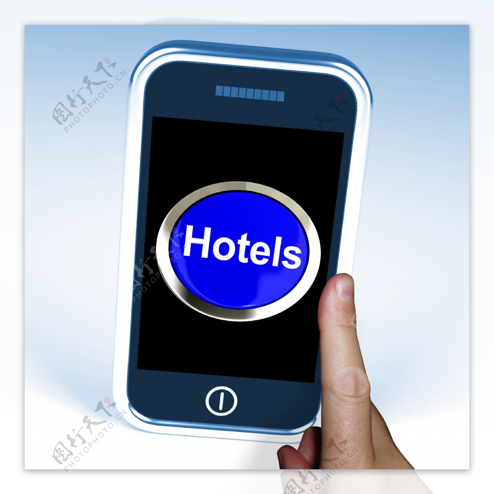 在电话中显示的旅行和酒店房间的按钮